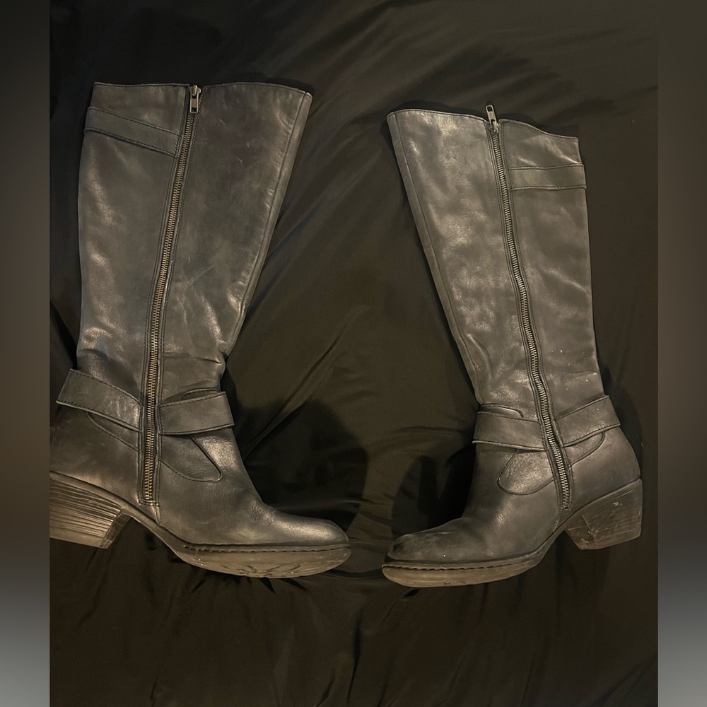 Born tall black leather boots M/W size 8.5